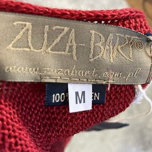 Zuza Bart Shirt Womens Medium Linen Tank Top Clear Red Beachy‎ Resort Basic - Picture 5 of 12